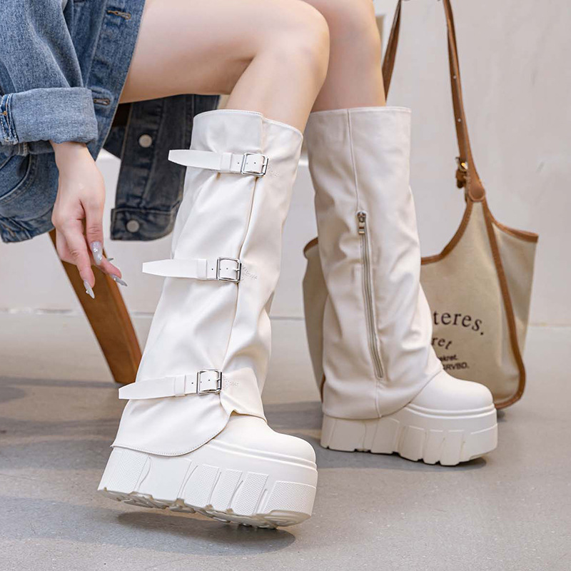 14cm Heel Knee High Boots Plat - Riding Boot Short 评论和价格