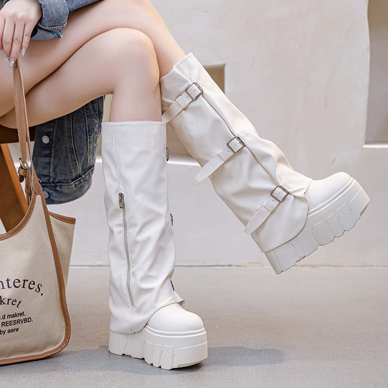 14cm Heel Knee High Boots Plat - Riding Boot Short 评论和价格