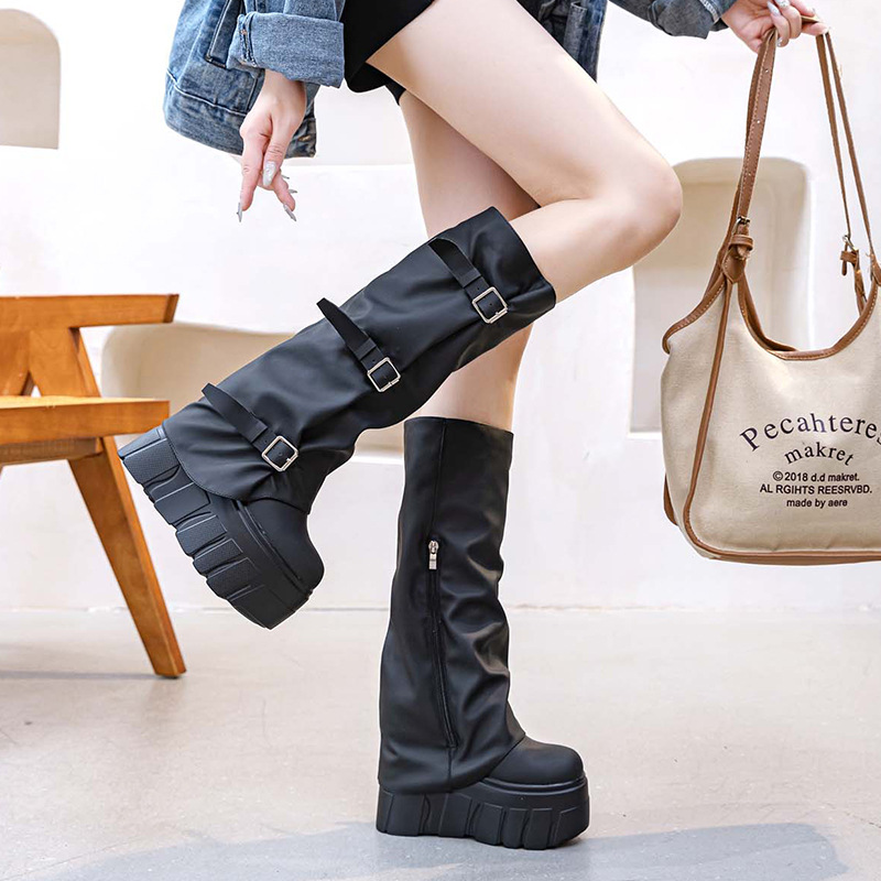 14cm Heel Knee High Boots Plat - Riding Boot Short 评论和价格