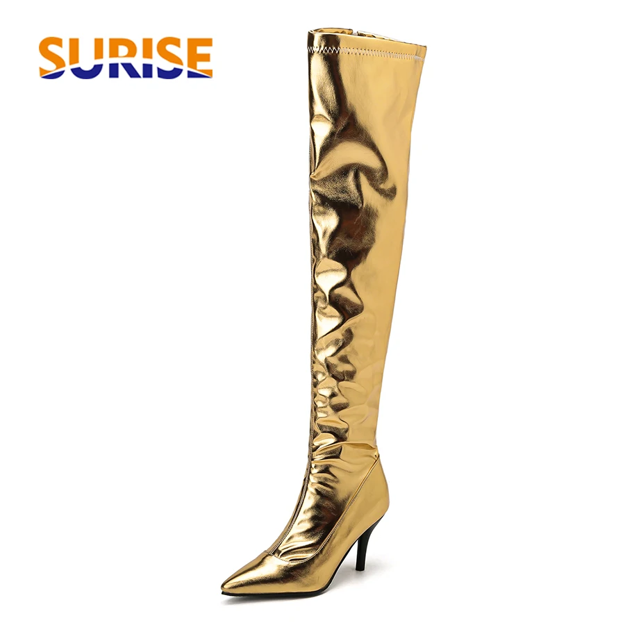Women Thigh High Boots Silver  - Riding Boot Short 评论和价格
