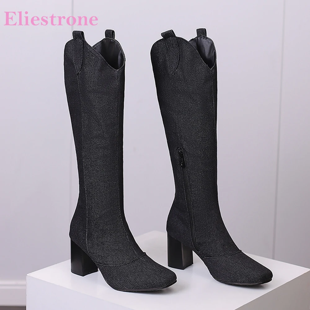 New Winter Black Blue Women Kn - Riding Boot Short 评论和价格