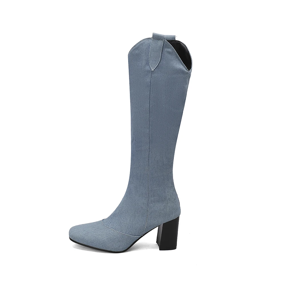 New Winter Black Blue Women Kn - Riding Boot Short 评论和价格