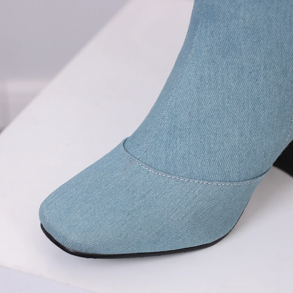 New Winter Black Blue Women Kn - Riding Boot Short 评论和价格