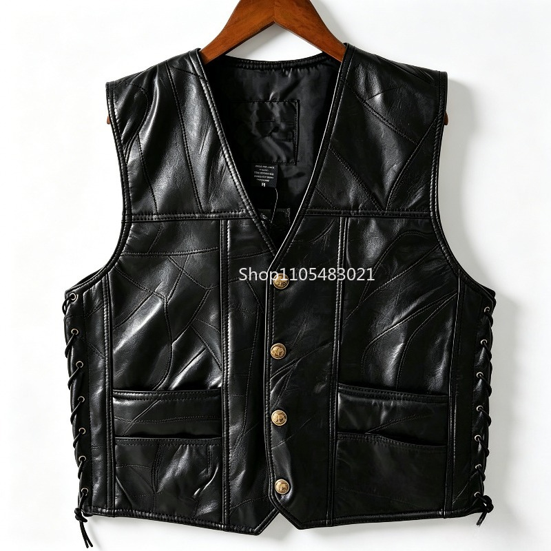 Men's Black Patchwork Leather  - Motorcycle Gear Jacket 评论和价格
