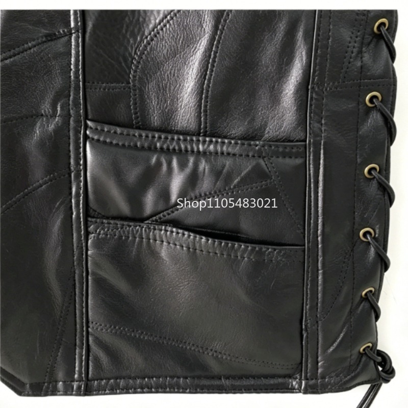 Men's Black Patchwork Leather  - Motorcycle Gear Jacket 评论和价格